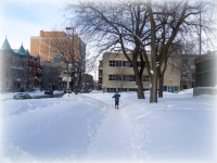 The Little Skier Down from the Mountain on Avenue Mont-Royal